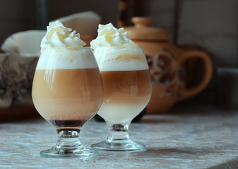 coffee cocktail with whipped cream