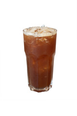 ce coffee in glass on white background