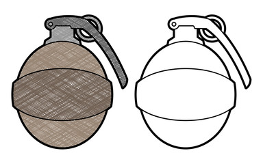 grenade design vector with texture. black and white colors