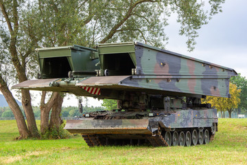 Fototapeta na wymiar Armoured vehicle launched bridge from german army