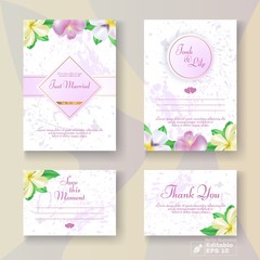 Flowers Wedding Card Set in Romantic Pastel Design