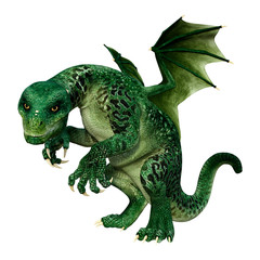 3D Rendering Fairy Tale Dragon on White