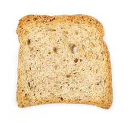 Rye toast slice with seeds isolated on white background