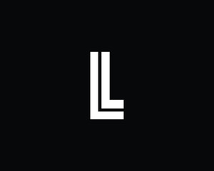 Creative Professional Trendy Letter LL Logo Design in Black and White Color , Initial Based Alphabet Icon Logo