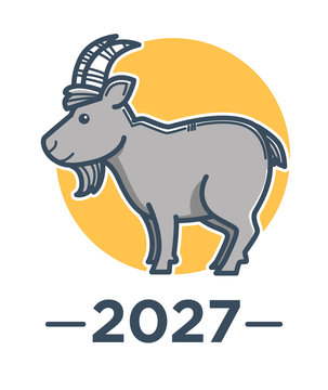 Goat symbol, Chinese New Year of 2027, isolated icon
