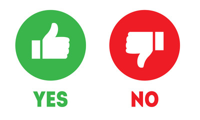 Like and dislike icons. Thumbs up and thumbs down symbols. Yes or no choice  - obrazy, fototapety, plakaty