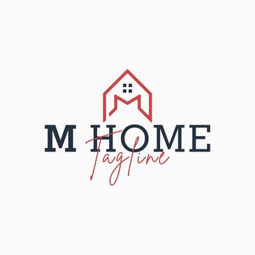 Letter M with Home or House Interiors Logo Design Vector
