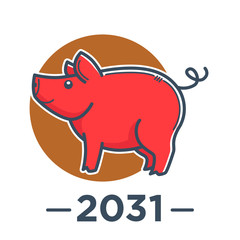 Pig Chinese zodiac sign, Asian horoscope, 2031 New Year symbol