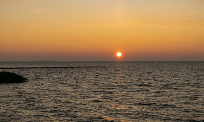 beautiful sunrise seashore over the Curonian Lagoon in Nida resort town, Neringa, Lithuania