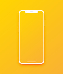 New version of white slim smartphone with blank screen. Realistic vector illustration.