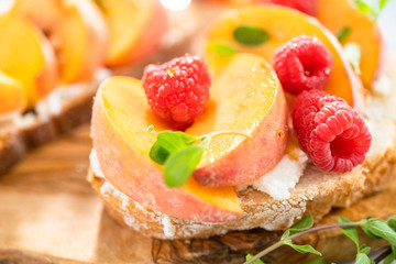 Peach ricotta toast