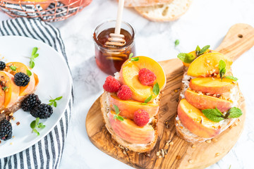 Peach ricotta toast