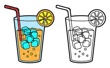 Orange juice design vector with texture. black and white colors
