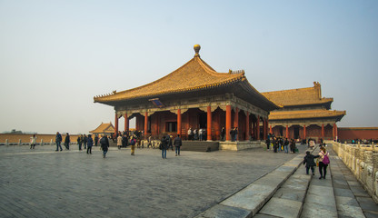 A nice day at the Forbidden City in Tiananmen square in the city center, this place used to be only for the emperor, now crowds are coming to see that iconic place.