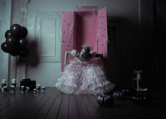 dead girl, scary doll in a coffin