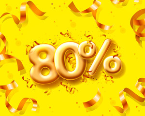 Sale 80 off ballon number on the yellow background.