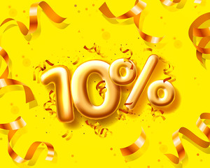 Sale 10 off ballon number on the yellow background.