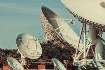 A satellite dish field in Sintra, Telecommunications, Portugal