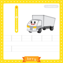 Letter L lowercase tracing practice worksheet. Lorry