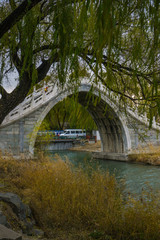 A beautiful day around the huge summer palace in the city of Beijing , its easy to get lost in the massive complex. 