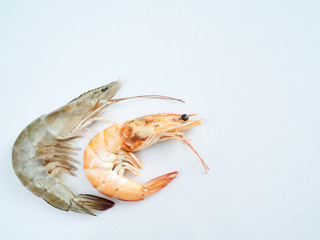 Fresh shrimp and Cooked shrimp