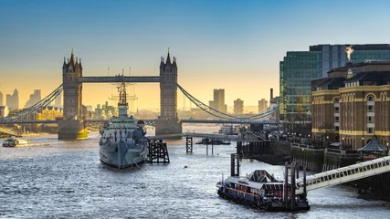 Acrylic prints Tower Bridge HMS Belfast and Tower Bridge, London