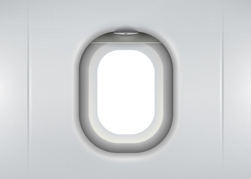 Vector realistic airplane window with white copyspace inside