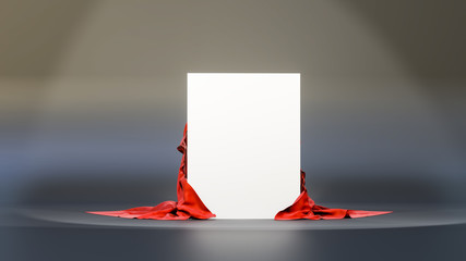 Box covered with red cloth. 3D rendering