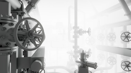 Abstract Industrial Equipment with smoke or fog