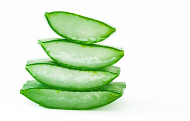 Cosmetic concept: Aloe vera sliced isolated on white background