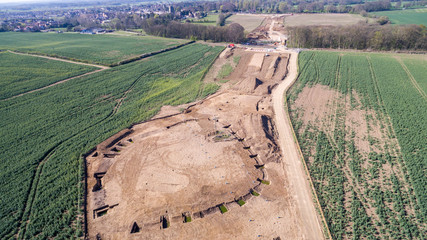 Archaeological dig site and bypass construction