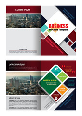 Business brochure template and graphic a4 scale, colorful infographic design element, red with dark blue color theme, vector illustration
