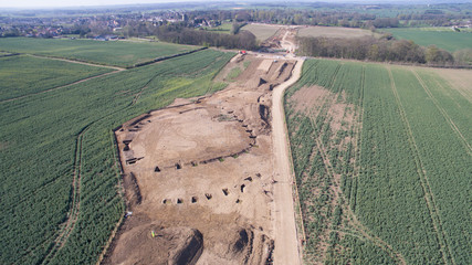 Archaeological dig site and bypass construction