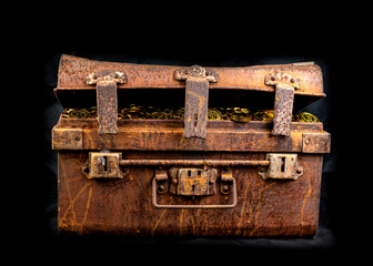 Stacking Gold Coin in treasure chest