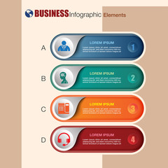 Business infographic elements with flat icon and symbol design, web button, vector illustration