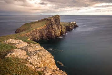 Neist Point Lightouse beautiful view landmark Skye Island Scotland Highlands UK long exposure