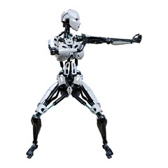 3D Rendering Female Robot on White