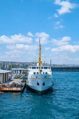 Naklejka premium View of Eminonu from the sea. Istanbul, Tunkey.