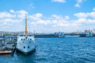 View of Eminonu from the sea. Istanbul, Tunkey.