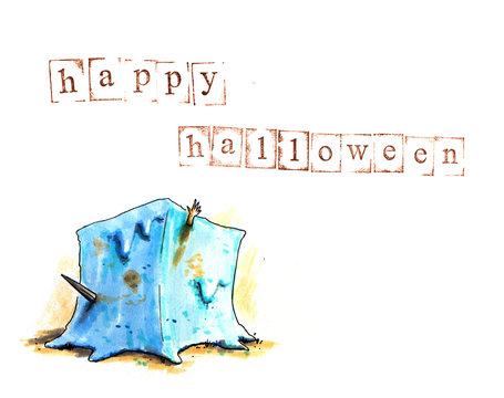 Hand Drawn Halloween Background With Gelatinous Cube