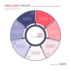 Vector infographic circle chart template. Seven parts
