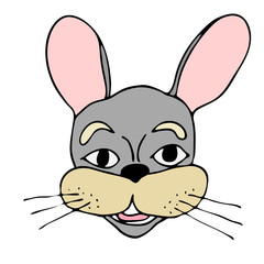 Hare head on a white background