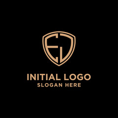 initial letters logo E G black background shield shape