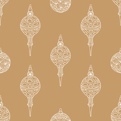 Xmas Seamless pattern with Christmas tree balls hand drawn art design vector illustration