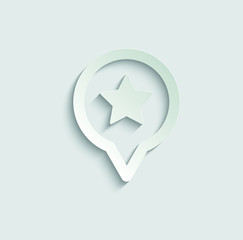 map point icon. favourite place point icon. point symbol with star. paper icon  with shadow 