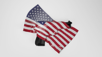 Fototapeta premium White background flag and gun