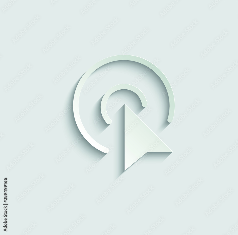 Poster click icon. cursor symbol icon. mouse click symbol paper icon with shadow