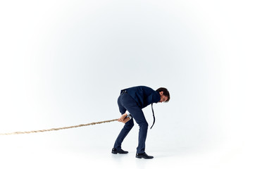 Fototapeta premium man on top of ladder