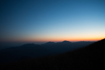Morning light, top of the mountain, Japanese scenery