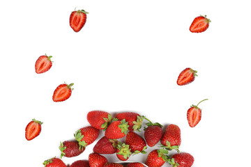 A set of fresh strawberry isolated on white background.